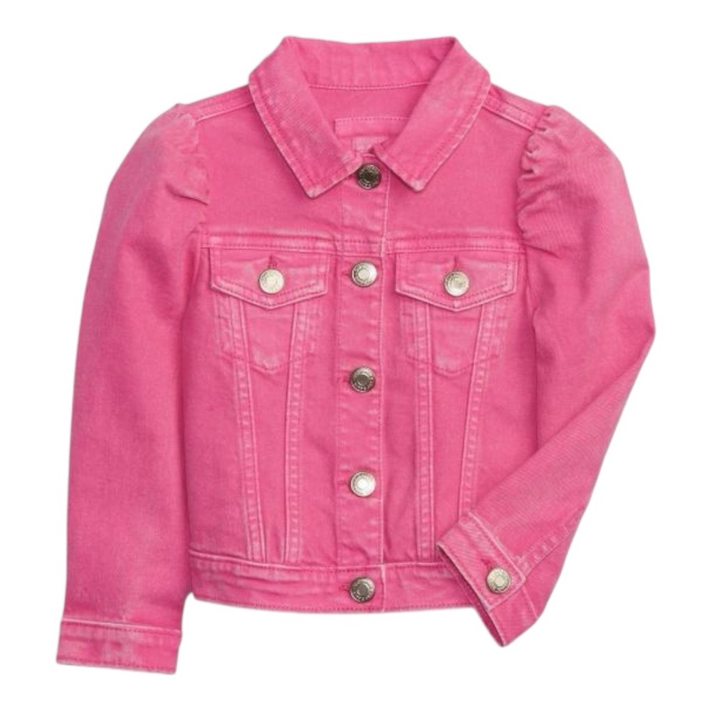 Gap × Barbie Puff Sleeve Icon 4T Girls Denim Jacket in pink NWOT